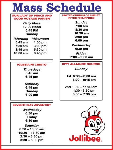 Churches, Mass Times, Locations 